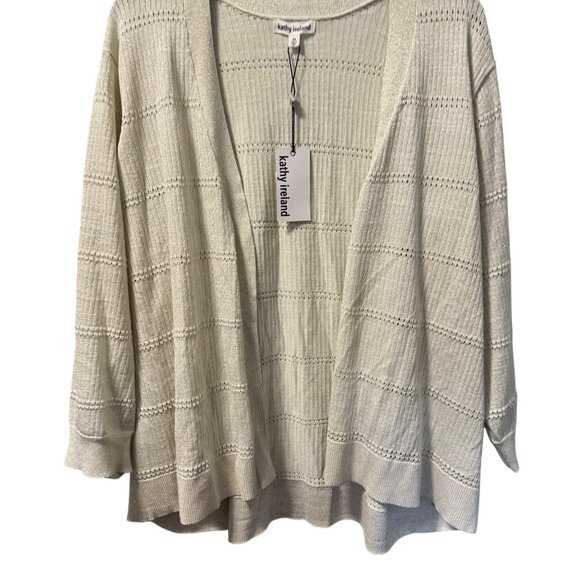 Kathy Ireland Womens Open Front Cardigan 3X Beige/Golf Rayon & Polyester Blend K - Picture 9 of 11